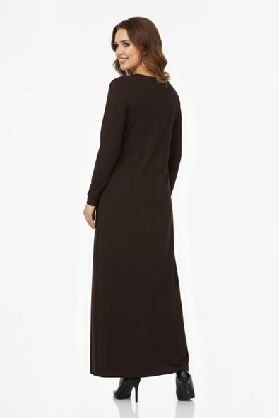 Kadın Uzun Kol Taşlı Sandy Elbise BGL-ST04663 - Resim 9