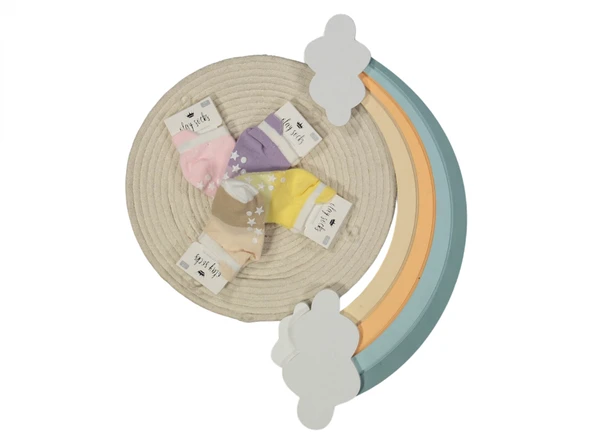 KIZ BEBEK KAYMAZ TABAN PATİK ÇORAP (4 ADET) ürün görseli 1