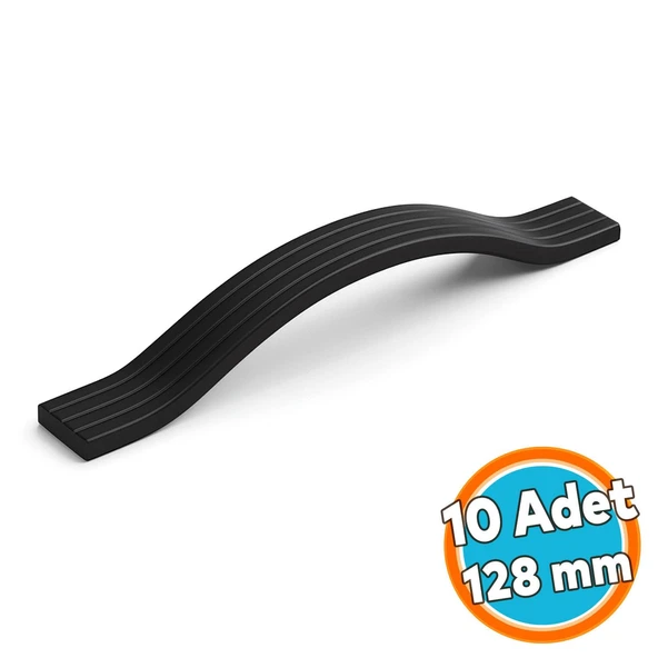 10 Adet Mobilya Çekmece Kolu Mutfak Dolabı ve Kapak Kulpları Dayanıklı Siyah Metal Kulp 128 mm ürün görseli