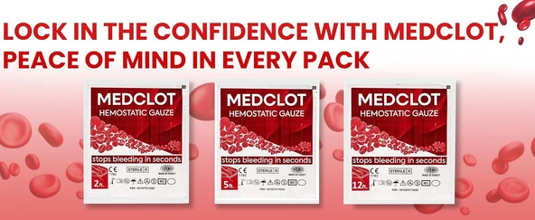 Medclot Hemostatik Kanama Durdurucu Steril Tampon Gazlı Bez Kaolin CE Sertifikalı Spanç Pansuman Acil Durum İlk Yardım Kanama Kontrolü 7,5 x 7,5 cm - Resim 12