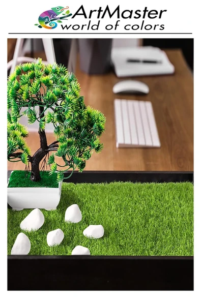 Yapay Çim 30x40 cm 5 Adet A3 Boyutunda Dekoratif Maket Çim Yapay Çim Halı Teraryum Suni Çim - Resim 3
