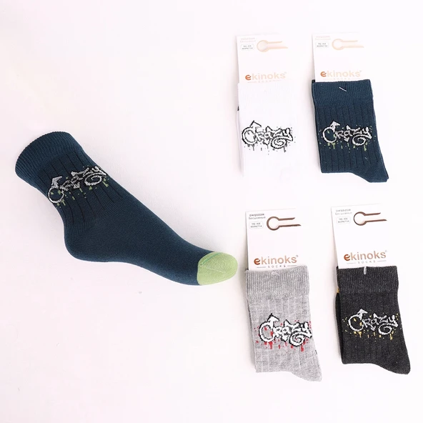 ERKEK ÇOCUK CRAZY DESENLİ SOKET ÇORAP (3 ADET) ürün görseli 1