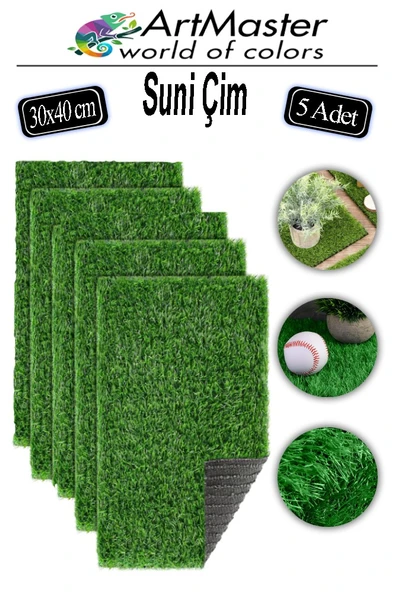 Yapay Çim 30x40 cm 5 Adet A3 Boyutunda Dekoratif Maket Çim Yapay Çim Halı Teraryum Suni Çim ürün görseli 1