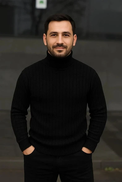 Erkek Fitilli Triko Kazak 3'lÜ Set Beyaz Bordo Siyah Regular Balıkcı Yaka Tam Boğazlı Triko Seti Modeli Kazak - Resim 2