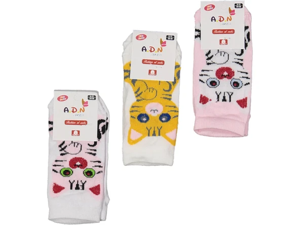 KIZ ÇOCUK DESENLİ PATİK ÇORAP (3 ADET) - Resim 2