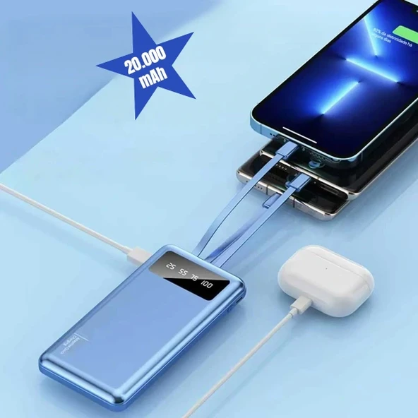 Kendinden Kablolu 20.000 mAh Powerbank - Resim 2