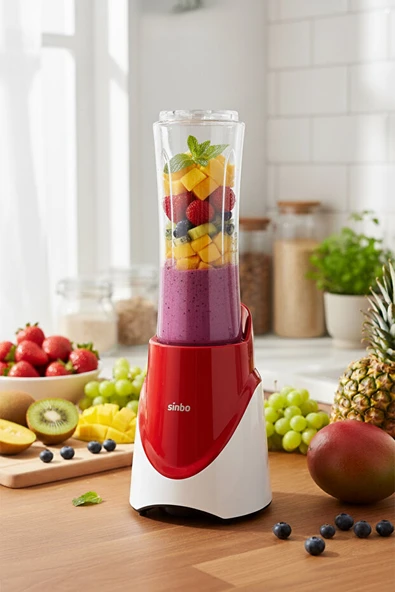 Sinbo SHB-7508 300W Smoothie Blender ,Paslanmaz Çelik Bıçaklı, 570 ml Şişe - Resim 3