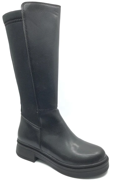 Seribo Binici Düz Taban Arkası Streç Fermuarlı Kadın Çizme - Resim 2