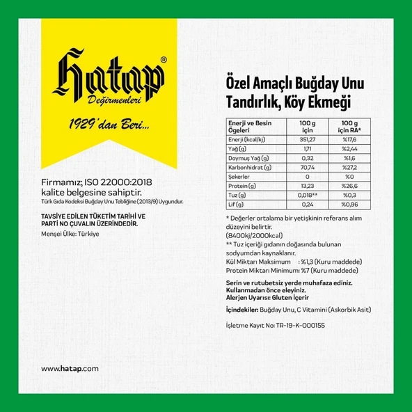 Hatap 25 Kg Tandirlik- Köy Ekmeği Unu - Resim 2