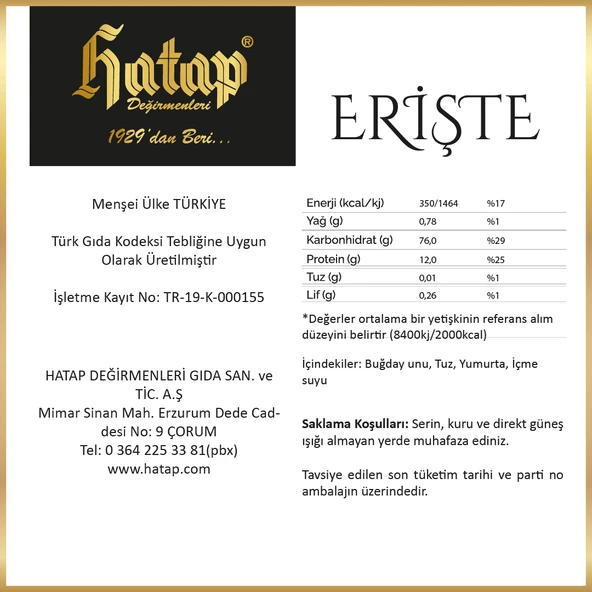 Hatap Katkisiz Elde Kesim Erişte 500 Gr - Resim 2