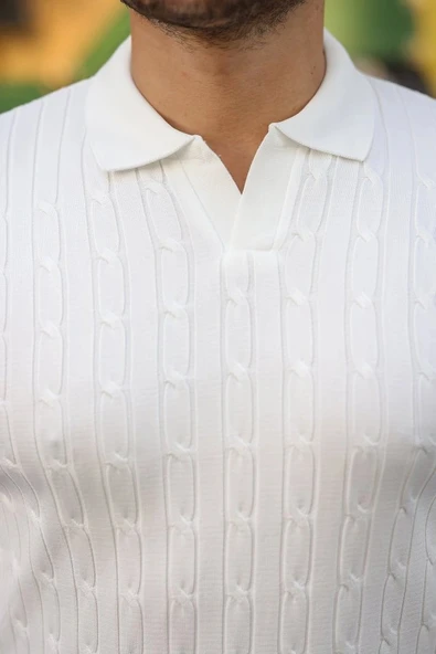 Erkek Saç örgü Desen Uzun Kollu Triko - Resim 3