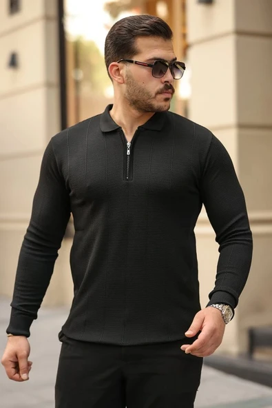 Erkek Pirinç Desenli Uzun Kollu Yakalı Triko ürün görseli