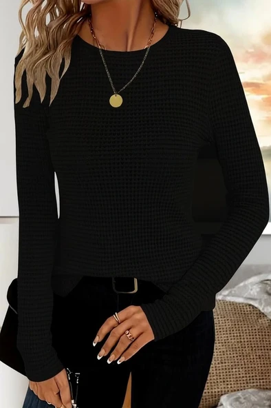 Kadın Uzun Kollu Bisiklet Yaka Triko Kazak ürün görseli