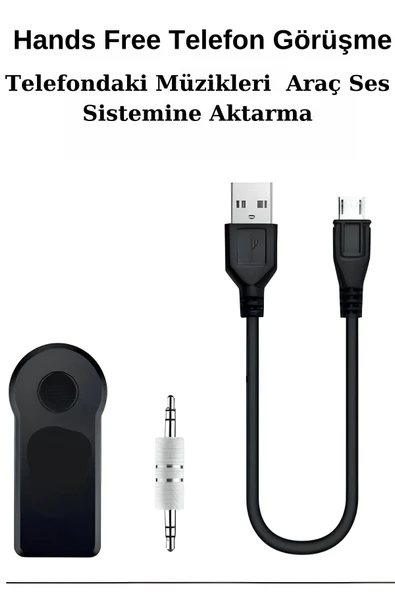 Araç İçi Kablosuz Müzik Aktarma ve Telefon Görüşme Aparatı AUX Mini Wireless - Resim 2
