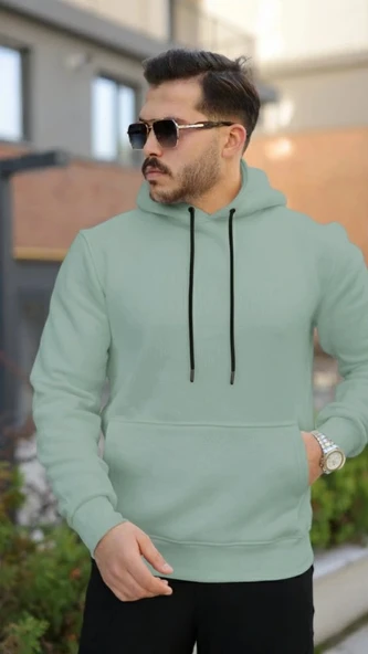 Erkek Kapüşonlu Üç İplik Şardonlu Hoodie ürün görseli