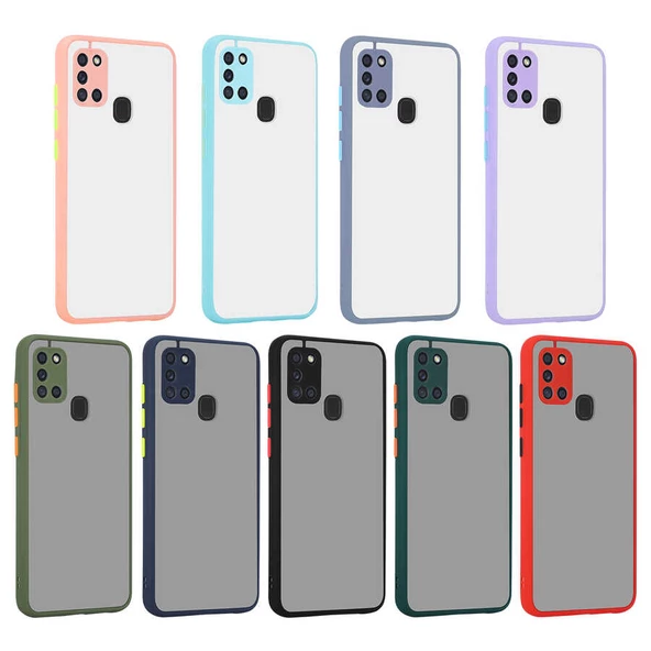 Galaxy A21S Kılıf Zore Hux Düğme ve Kapak Zıt Renk Kılıf - Resim 10