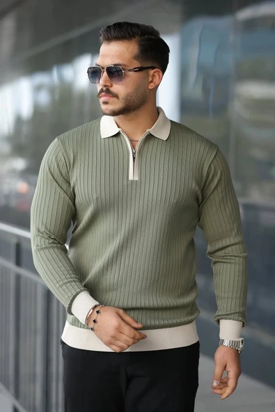 Erkek Kol Ve Yaka Detaylı Uzun Kollu Triko ürün görseli