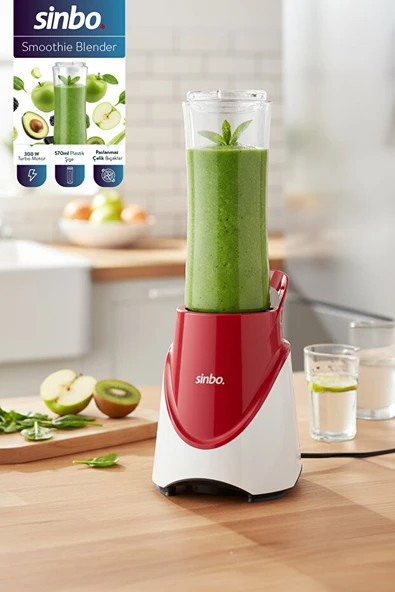 Sinbo SHB-7508 300W Smoothie Blender ,Paslanmaz Çelik Bıçaklı, 570 ml Şişe - Resim 2