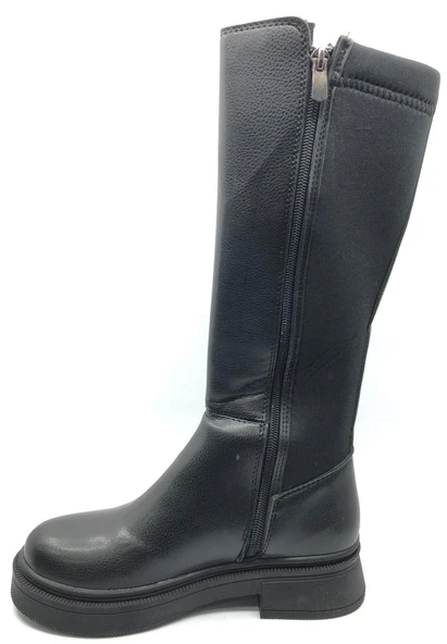 Seribo Binici Düz Taban Arkası Streç Fermuarlı Kadın Çizme - Resim 3