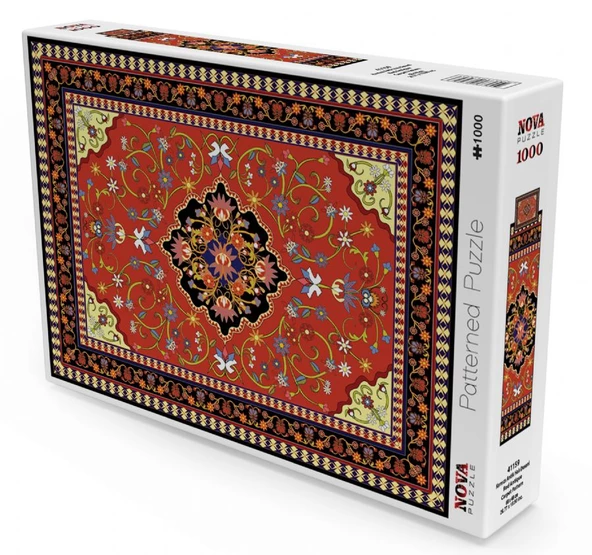 Nova Puzzle 1000 Parça Kırmızı Antik Halı Desenli Puzzle