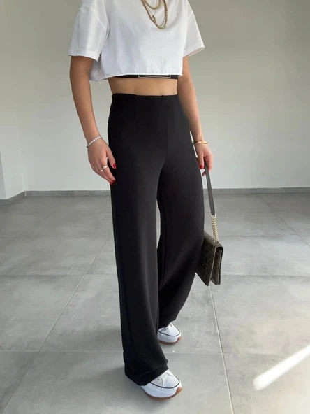 Kadın Krep Kumaş Gipe Detay Palazzo Pantolon ürün görseli