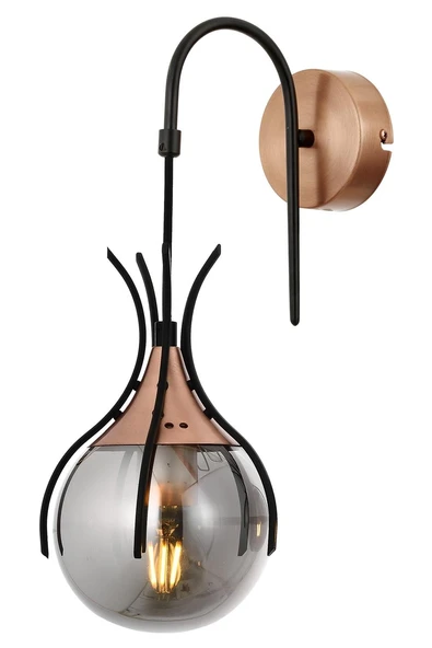 AVONNI AP-60161-1BSY Siyah Kaplama Aplik E27 Metal Cam 13x18cm ürün görseli 1