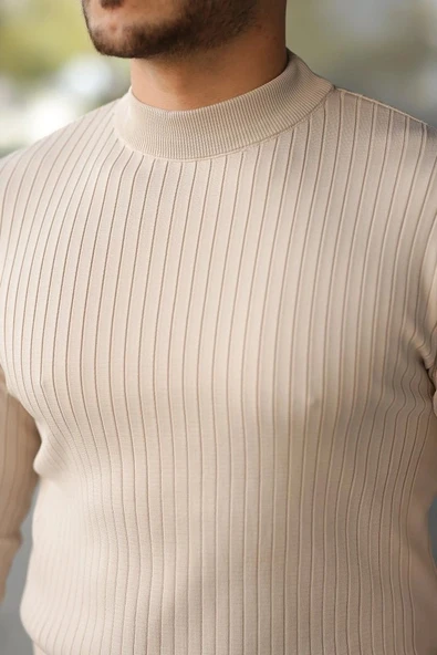 Erkek Yarım Balıkçı Yaka Fitilli Triko - Resim 3