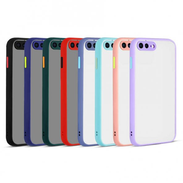 Apple iPhone 7 Plus Kılıf Zore Hux Düğme ve Kapak Zıt Renk Kılıf - Resim 11