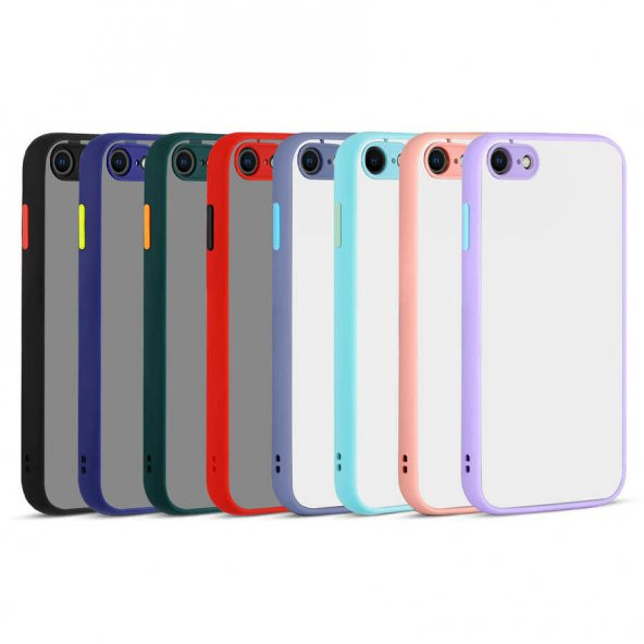 Apple iPhone 8 Kılıf Zore Hux Düğme ve Kapak Zıt Renk Kılıf - 10