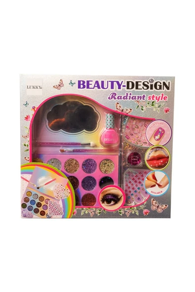 Parlak Güzellik Tasarım Seti – Işıltılı Çocuk Makyaj ve Manikür Oyuncak Seti - Resim 6