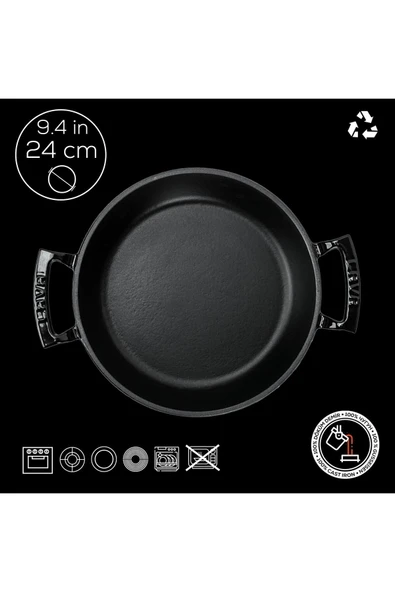 LAVA Döküm Yuvarlak Sahan Döküm Demir Yekpare Çift Kulplu 24cm-	LV Y TV 24 SHN BL - Resim 4