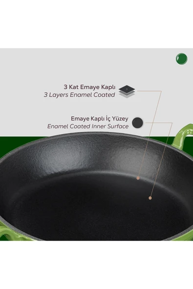 LAVA Döküm Yuvarlak Sahan Döküm Demir Yekpare Çift Kulplu 24cm-LV Y TV 24 SHN G - Resim 6