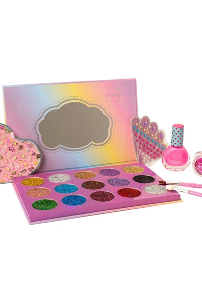Parlak Güzellik Tasarım Seti – Işıltılı Çocuk Makyaj ve Manikür Oyuncak Seti - Resim 3