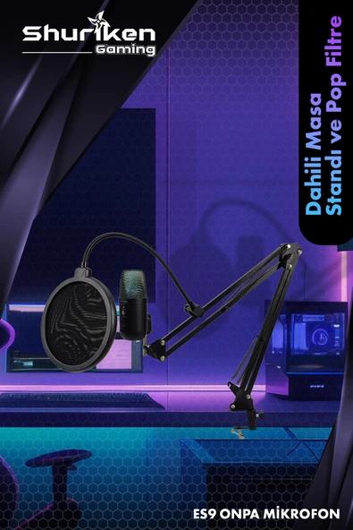 Shuriken ES9 ONPA RGB Gaming Profesyonel Oyuncu Yayıncı Mikrofonu - Resim 4