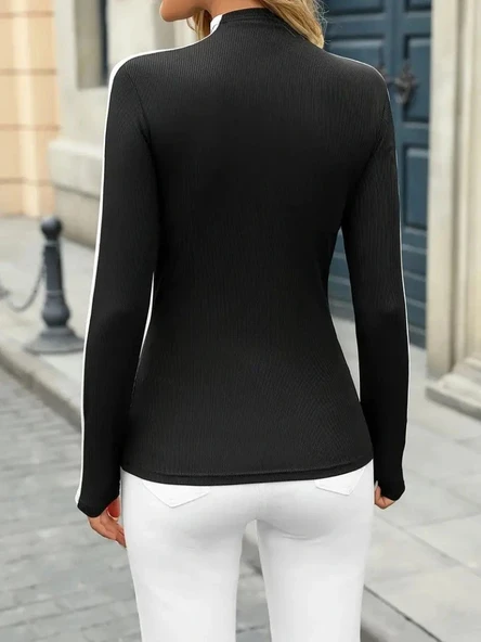 Kadın Uzun Kollu Balıkçı Yaka Kaşkorse Bluz - Resim 5