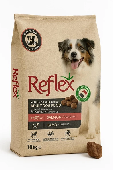 Reflex Duo Proteinli Somonlu ve Kuzu Etli Orta ve Büyük ırk Yetişkin Köpek Maması 10 kg ürün görseli