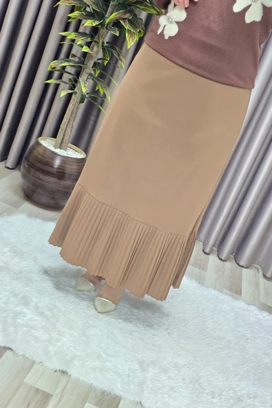 Kadın Giyim Büyük Beden Piliseli Etek - Resim 4