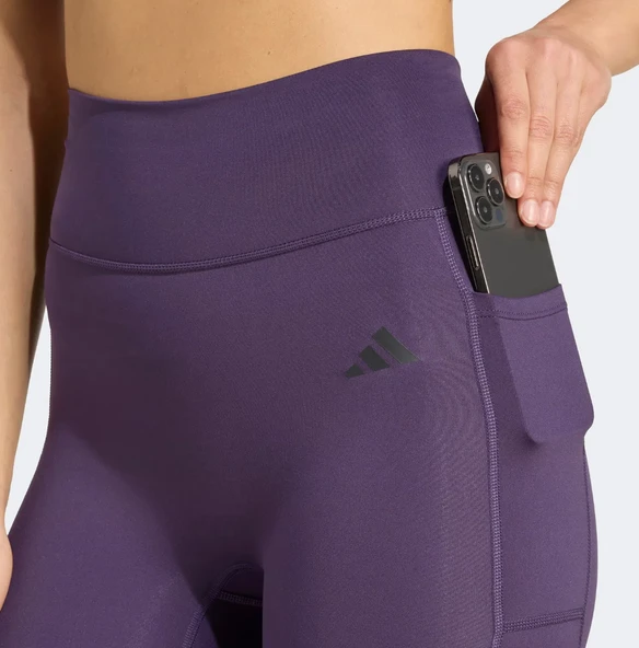 adidas Optime Essentials No Front Rise Seam 7-8 Kadın Mor Antrenman Taytı JY4818 - Resim 4