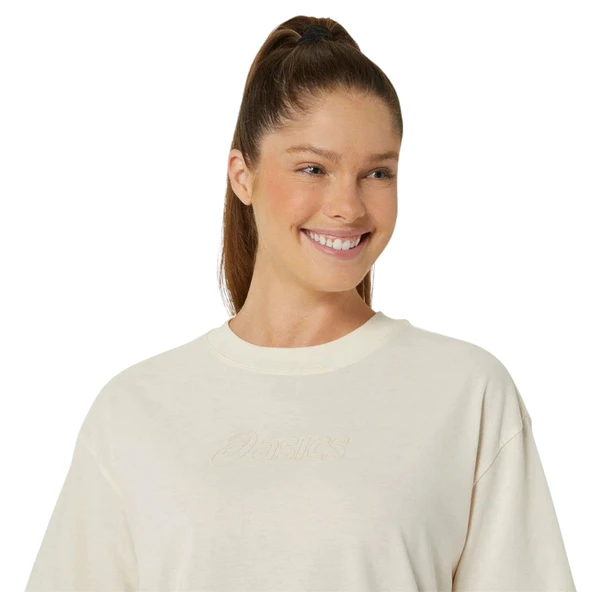 Kadın Bej Günlük Stil T-Shirt - Resim 4