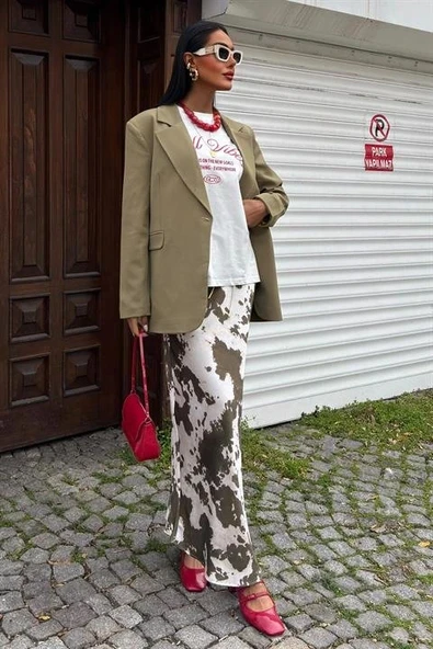 İnce Deri Kemerli Chanel Saten Etek 4050 - Resim 7