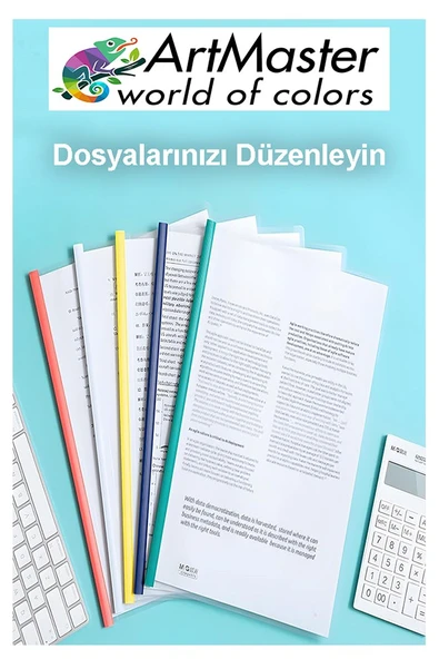 A-4 Sıkıştırmalı Yandan Sürgülü Dosya 5 Renk 10 Lu 1 Paket ArtMaster A4 Sıkıştırmalı Dosya 1 Paket Renkli Okul Ofis Büro - Resim 3