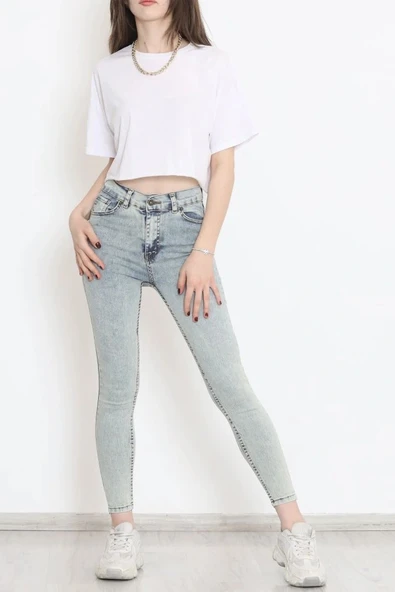 Kadın Cep Detay Kar Yıkamalı Kot Pantolon - Resim 4