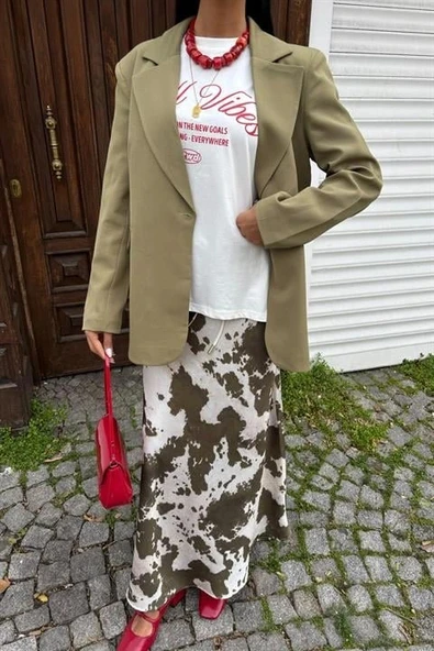 İnce Deri Kemerli Chanel Saten Etek 4050 - Resim 4