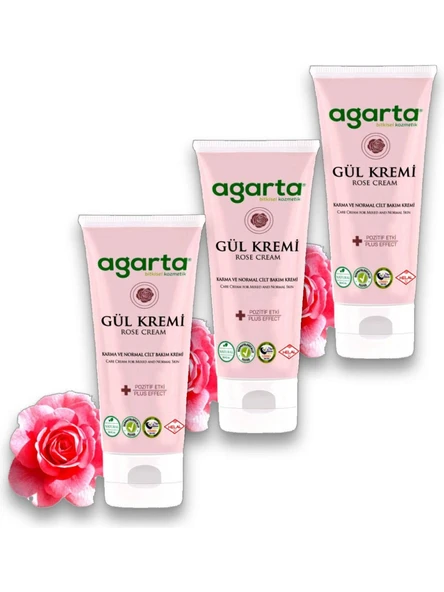 Agarta Doğal Cilt Nemlendirici Gül Kremi 75 ml x 3 Adet ürün görseli