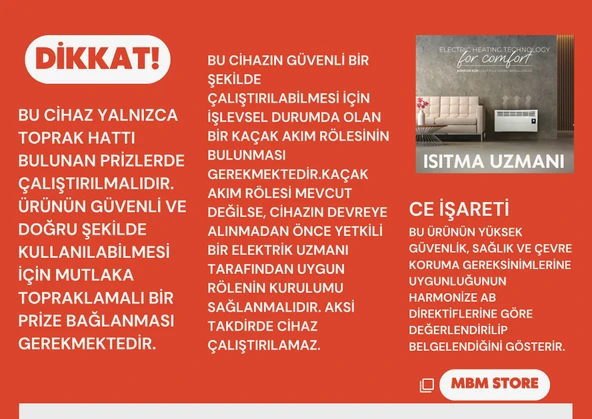Elektrikli Panel Konvektör Isıtıcı Manuel Termostat Soba 2000 WATT (AYAKLAR,ASKI APARATI DAHİL) ürün görseli
