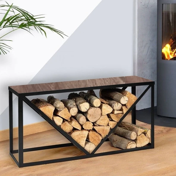 Şömine Önü Dekoratif Odunluk Metal Tasarım ürün görseli