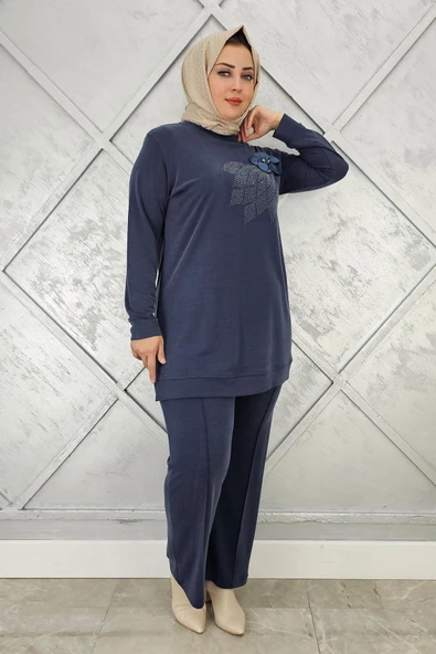 KADIN DİKME VE TAŞ DETAYLI TESETTÜR TAKIM - Resim 4