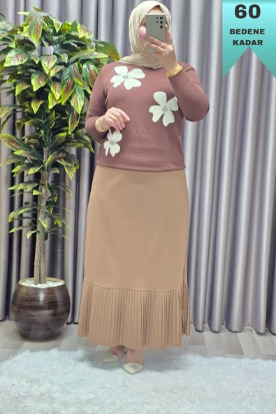 Kadın Giyim Büyük Beden Piliseli Etek ürün görseli 1