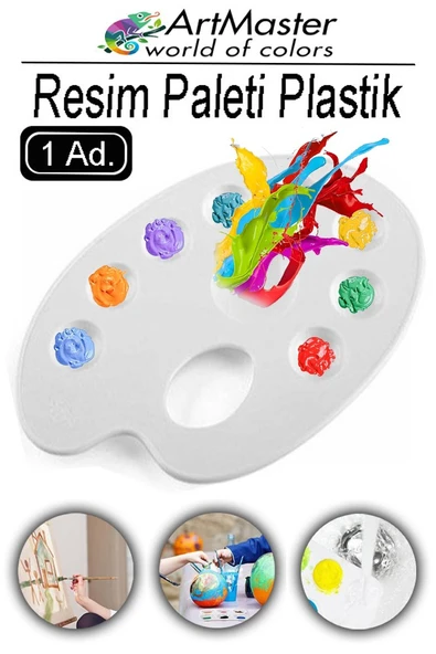 Resim Paleti 1 Adet Plastik Boyama Paleti Godeli Ressam Paleti Akrilik Boya Guaj Boya Suluboya Resim Yapma Boya Paleti ürün görseli