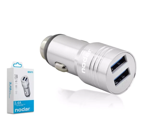 Nodar Nd1075 Usb Double Metal Araç Şarj 3.4A Silver ürün görseli